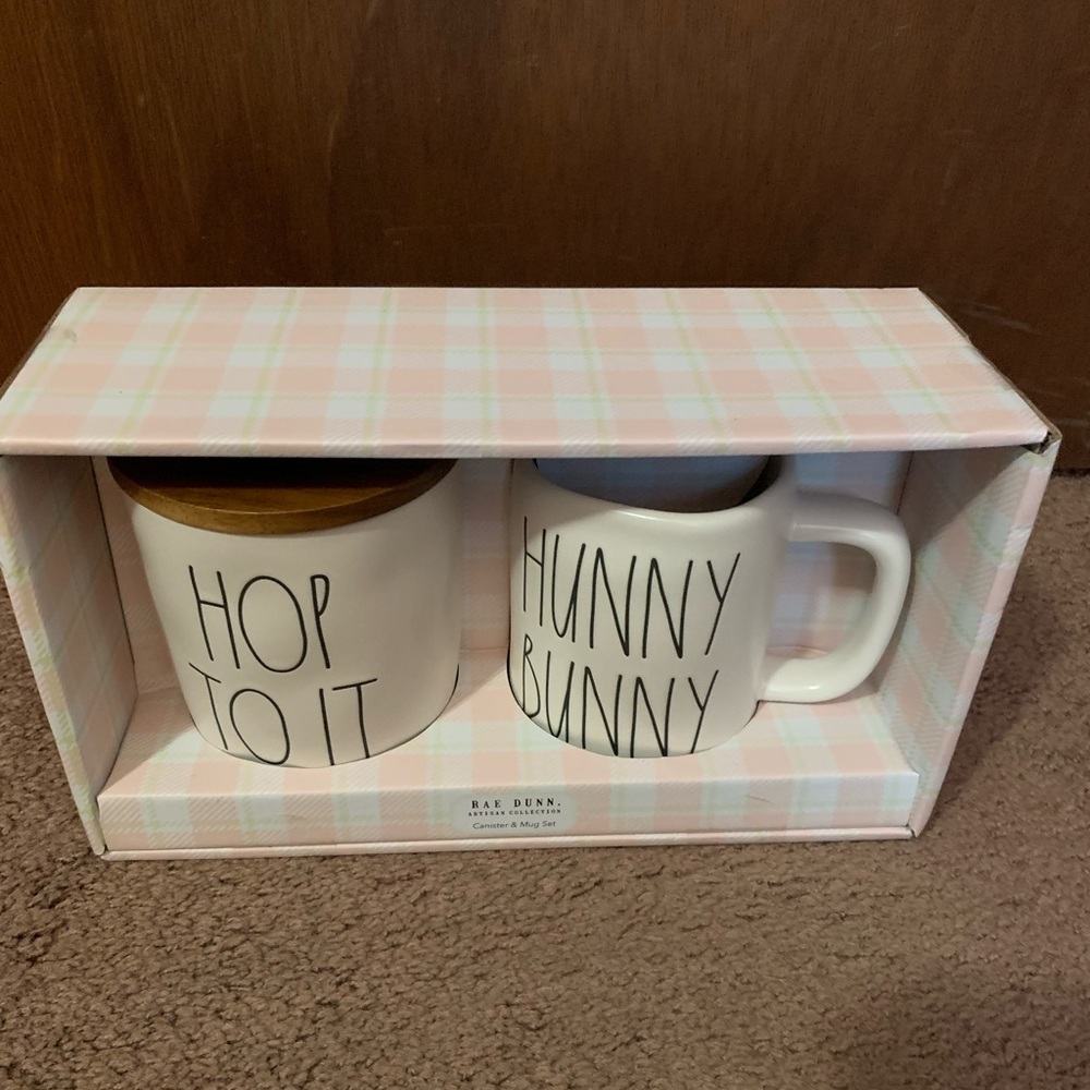 Rae Dunn Canister and Mug Set Hop To It Hunny Bunny